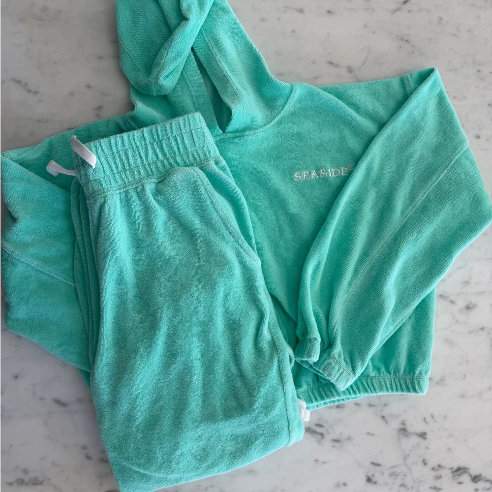 Seaside Terry Aqua Hoodie and Sweatpants Set